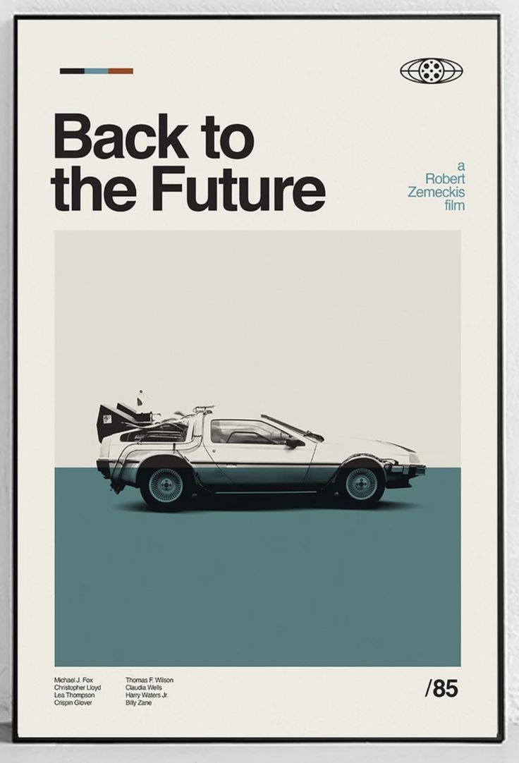 'Back to the Future' - DeLorean Edición Limitada /85 Póster Enmarcado de Cine Moderno