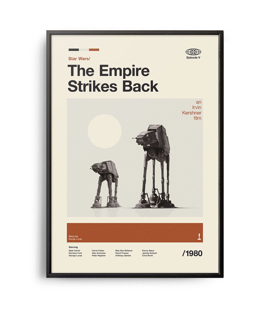 Cuadro Enmarcado Star Wars: El Imperio Contraataca - Póster AT-AT Hoth Geométrico